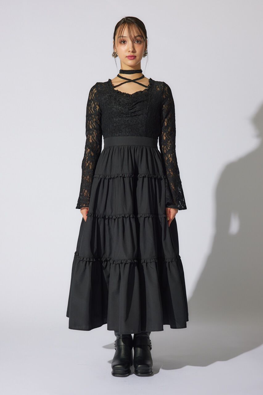 rienda「レーストップコンビフレアワンピース」|ワンピース|