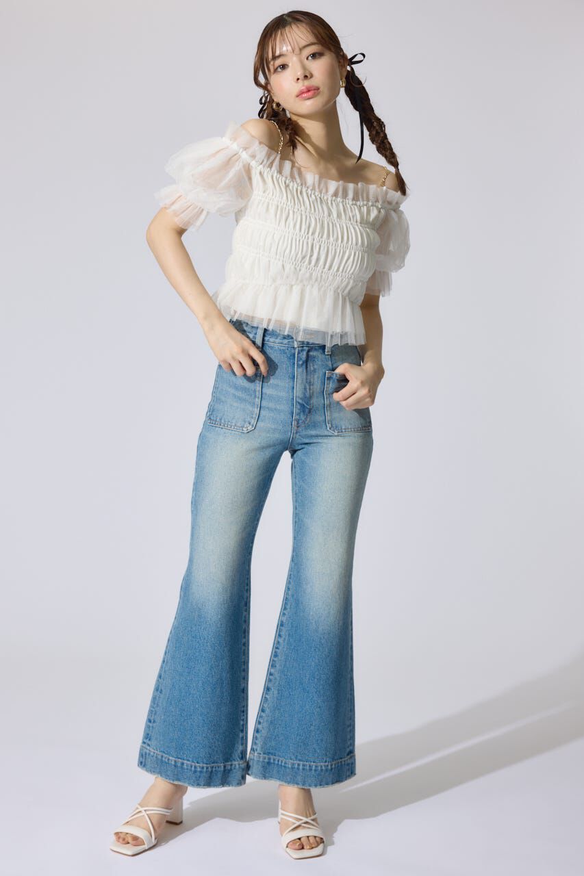 rienda「シアーオフショルショートスリーブブラウス」|シャツ・ブラウス|