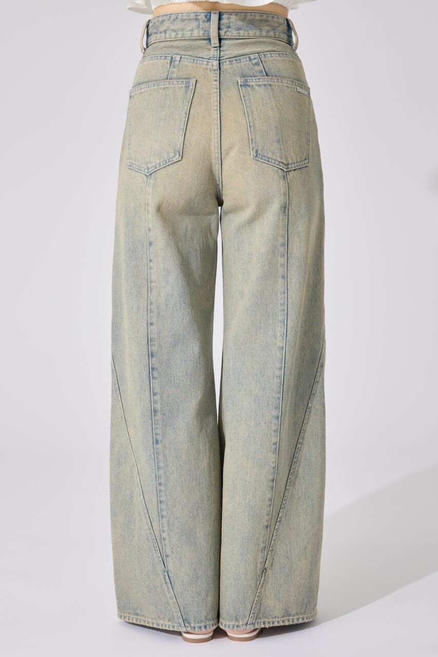 rienda「フロントボタンデザインハイウエストデニムパンツ」|デニム|