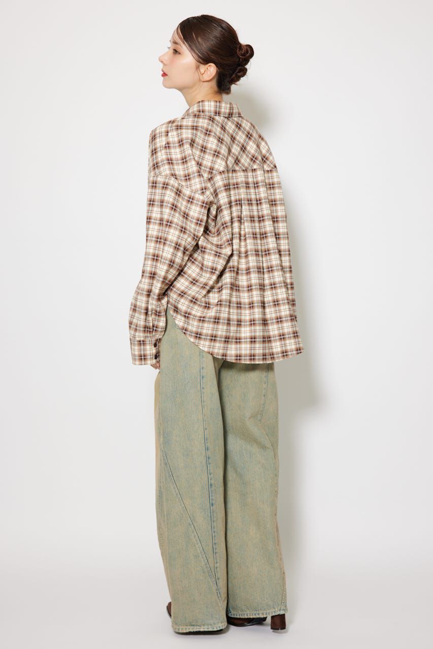 rienda「フロントショートチェックシャツ」|シャツ・ブラウス|