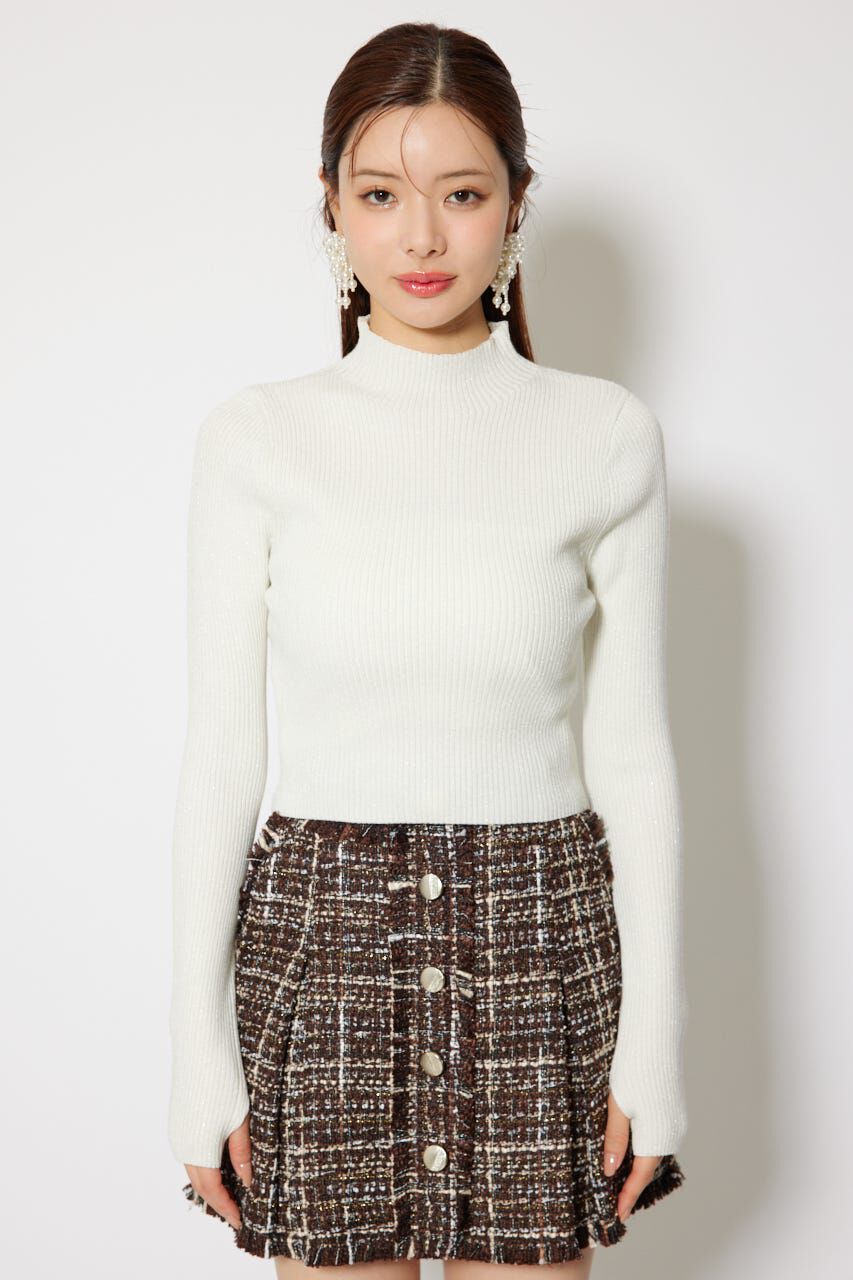 rienda「サムホール付きウォッシャブルハイネックニットトップス」|ニット・セーター|