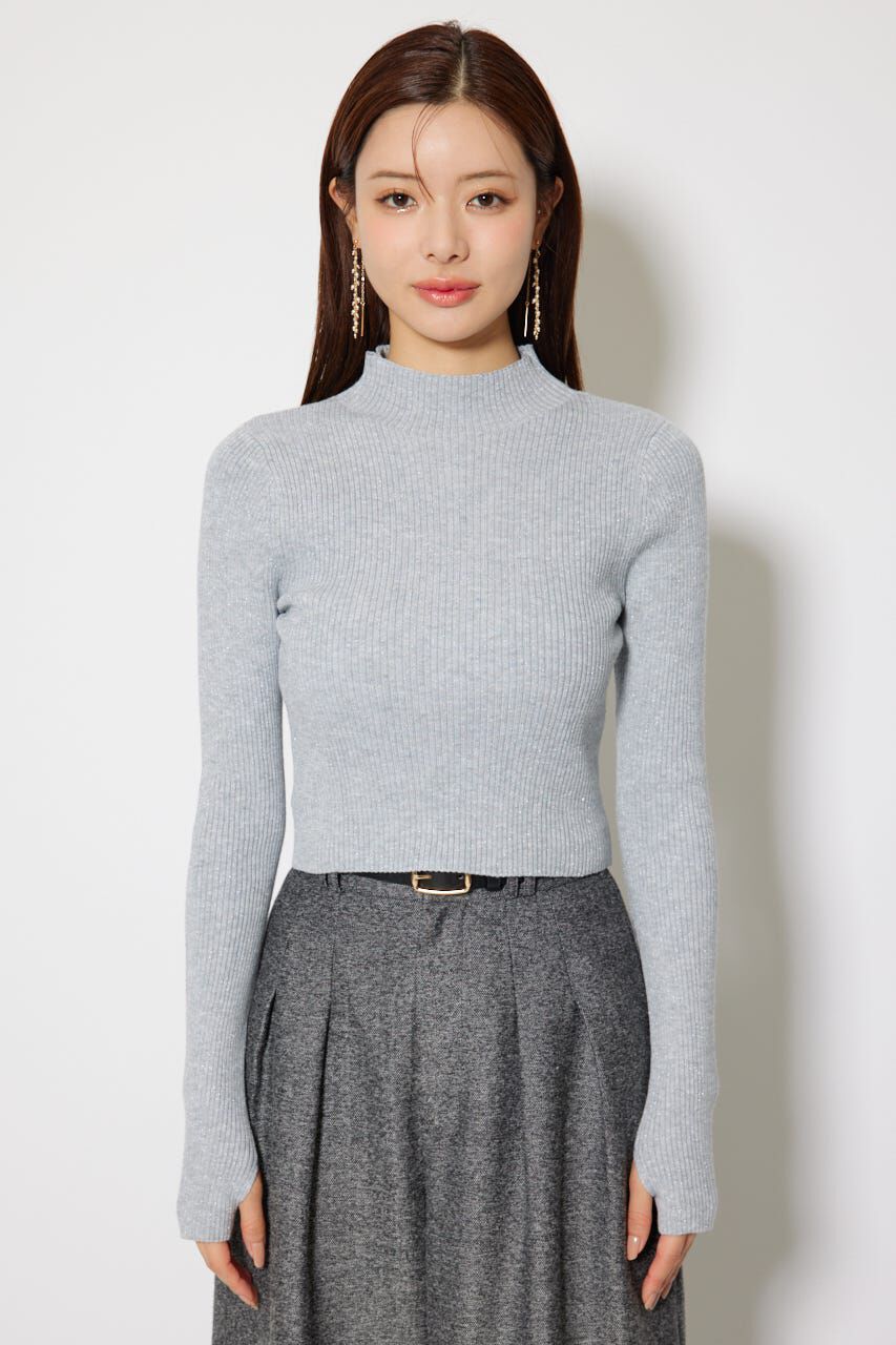 rienda「サムホール付きウォッシャブルハイネックニットトップス」|ニット・セーター|