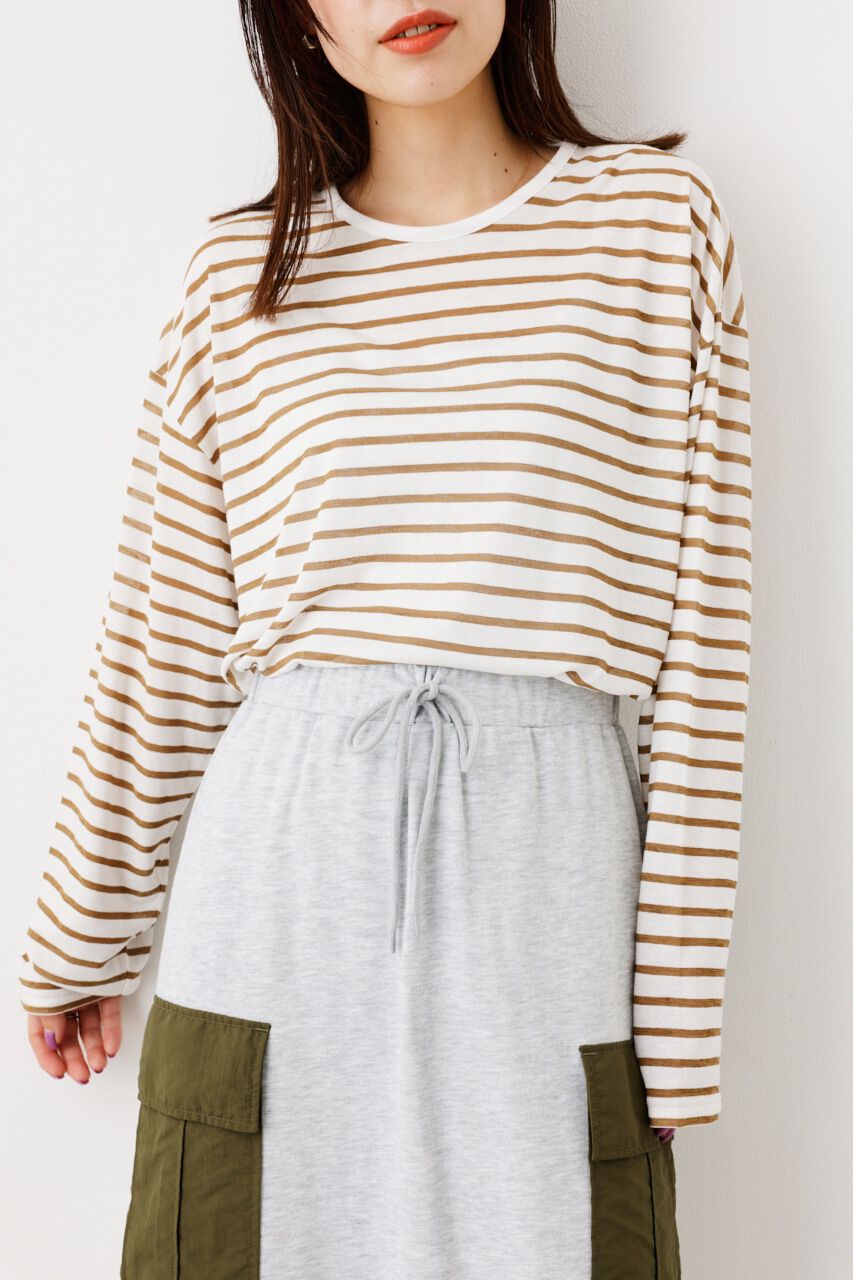 RODEO CROWNS「シアーボーダートップス」|Tシャツ・カットソー|柄BEG5