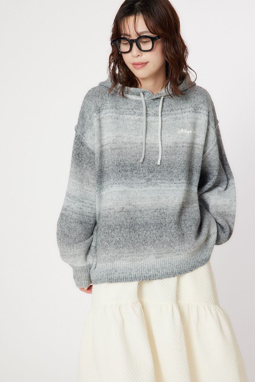 RODEO CROWNS「グラデーションニットフーディートップス」|ニット・セーター|柄BLK5