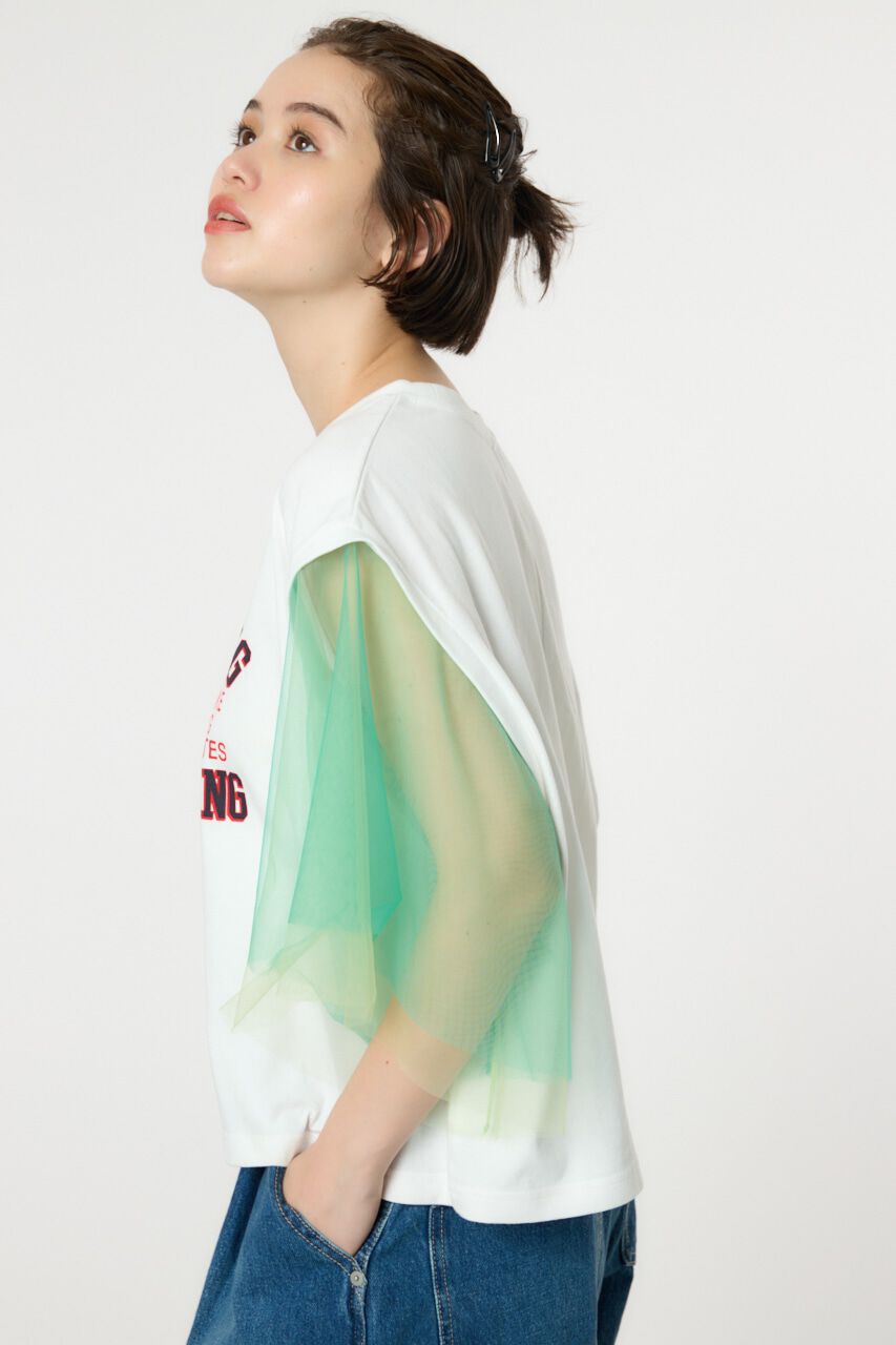 RODEO CROWNS「チュールスリーブカレッジTシャツ」|Tシャツ・カットソー|