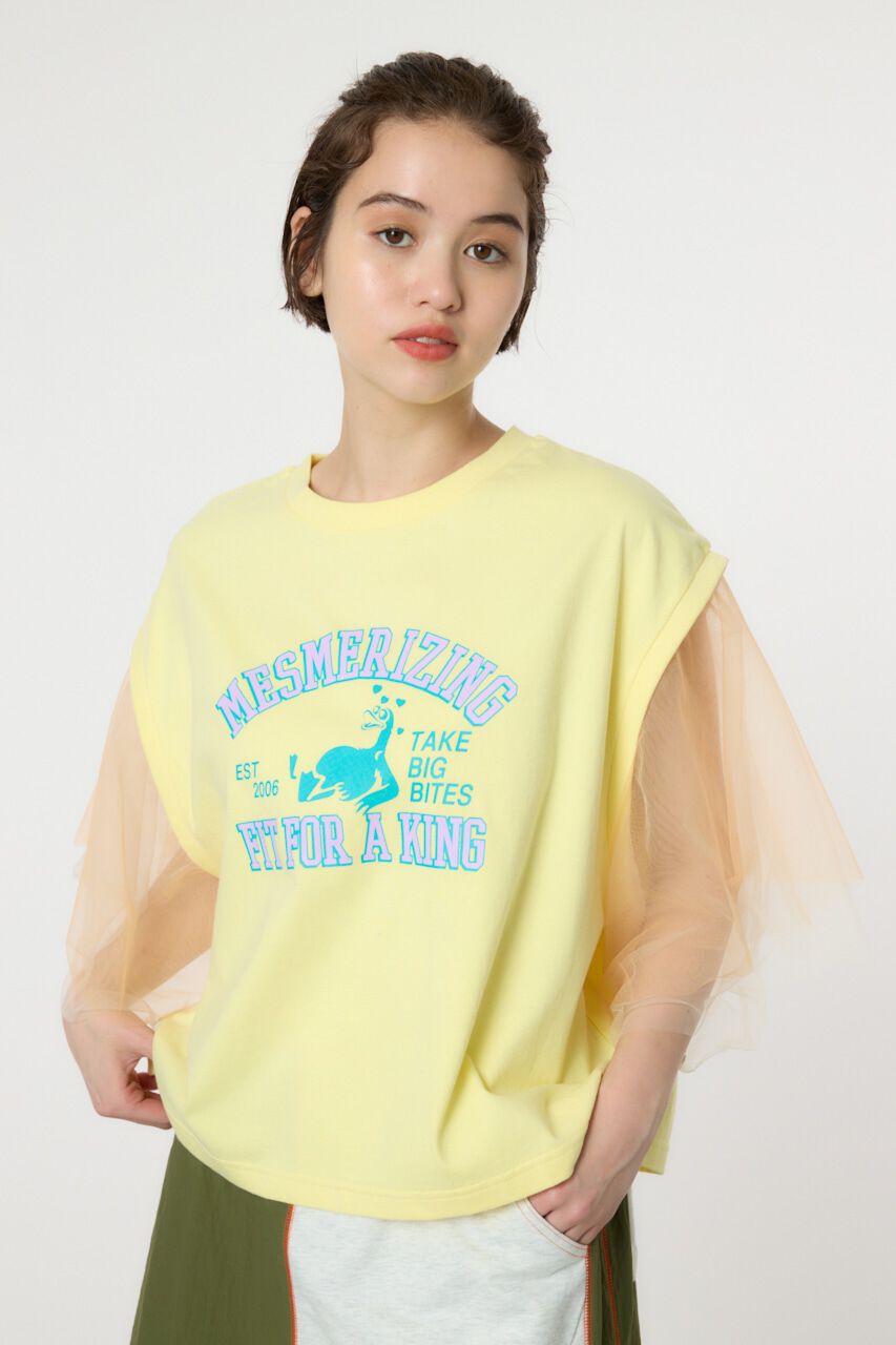 RODEO CROWNS「チュールスリーブカレッジTシャツ」|Tシャツ・カットソー|L/YEL1