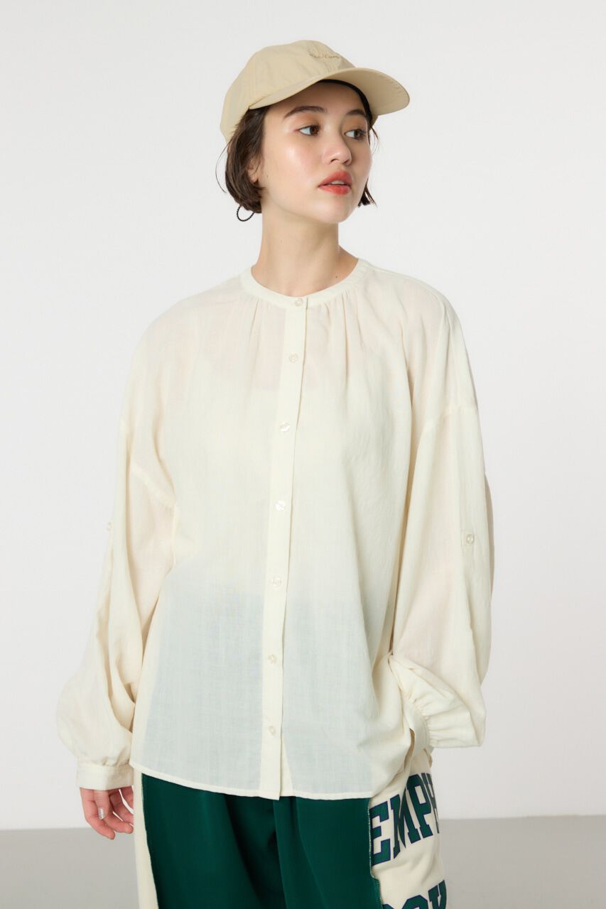 RODEO CROWNS「リネンライクロールアップシャツ」|シャツ・ブラウス|O/WHT1