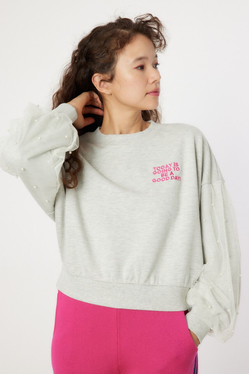 RODEO CROWNS「デコレーションスリーブスウェット」|パーカー|L/T.GRY1