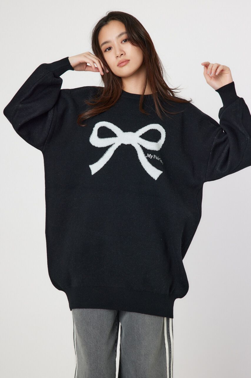 RODEO CROWNS「Ribbonニットチュニックワンピース」|ワンピース|BLK