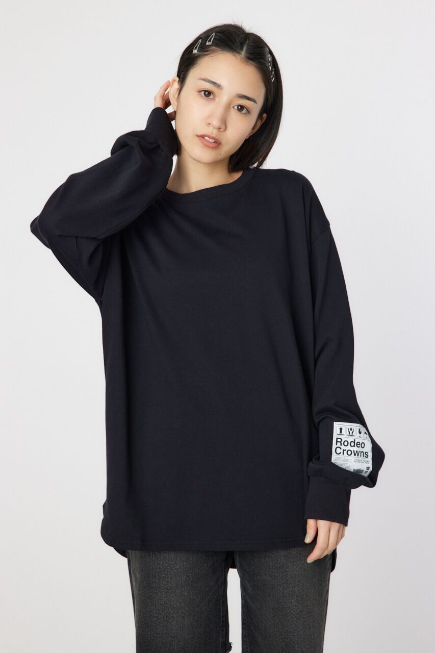 RODEO CROWNS「ネームパッチリラックスロングTシャツ」|Tシャツ・カットソー|BLK