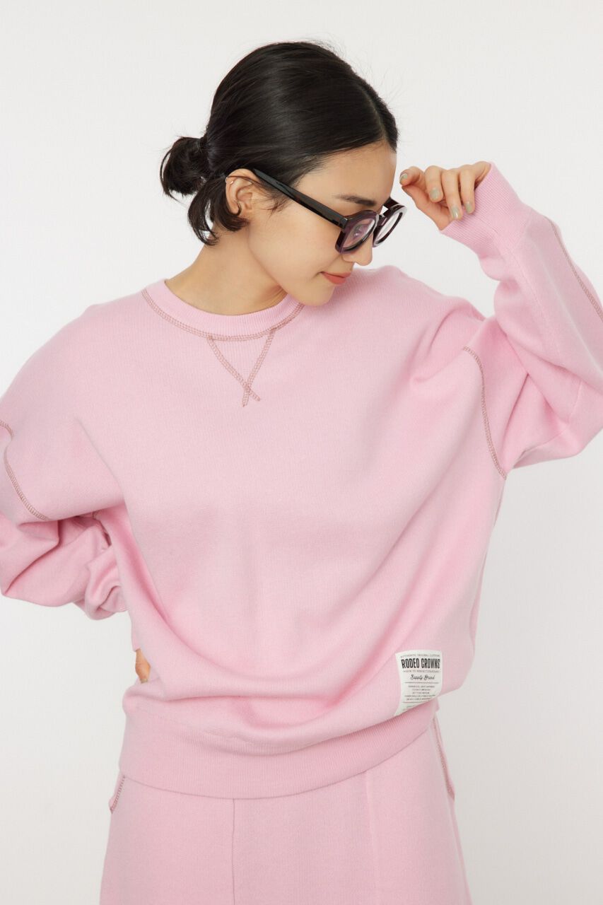 RODEO CROWNS「スウェットライクカラーステッチニットトップス」|ニット・セーター|