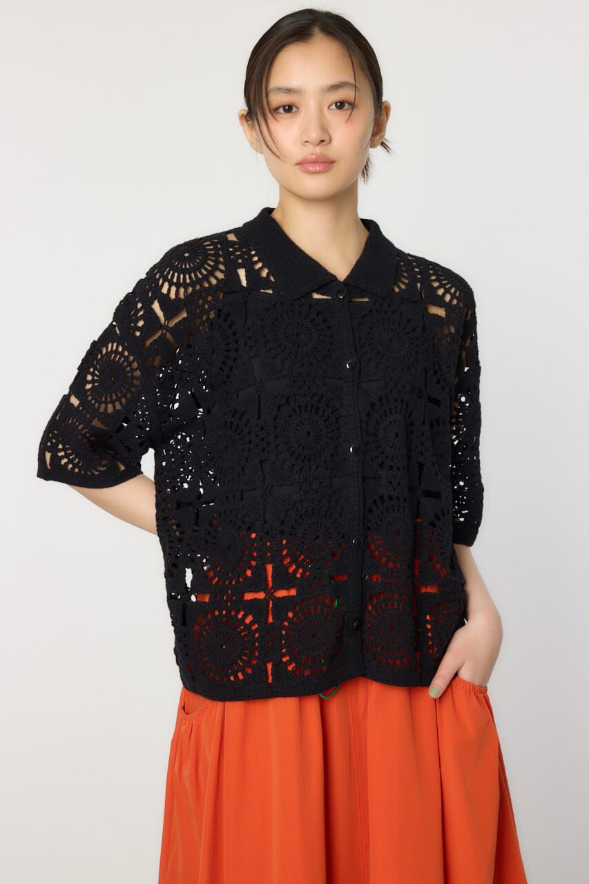 RODEO CROWNS「クロシェカーディガン」|シャツ・ブラウス|BLK