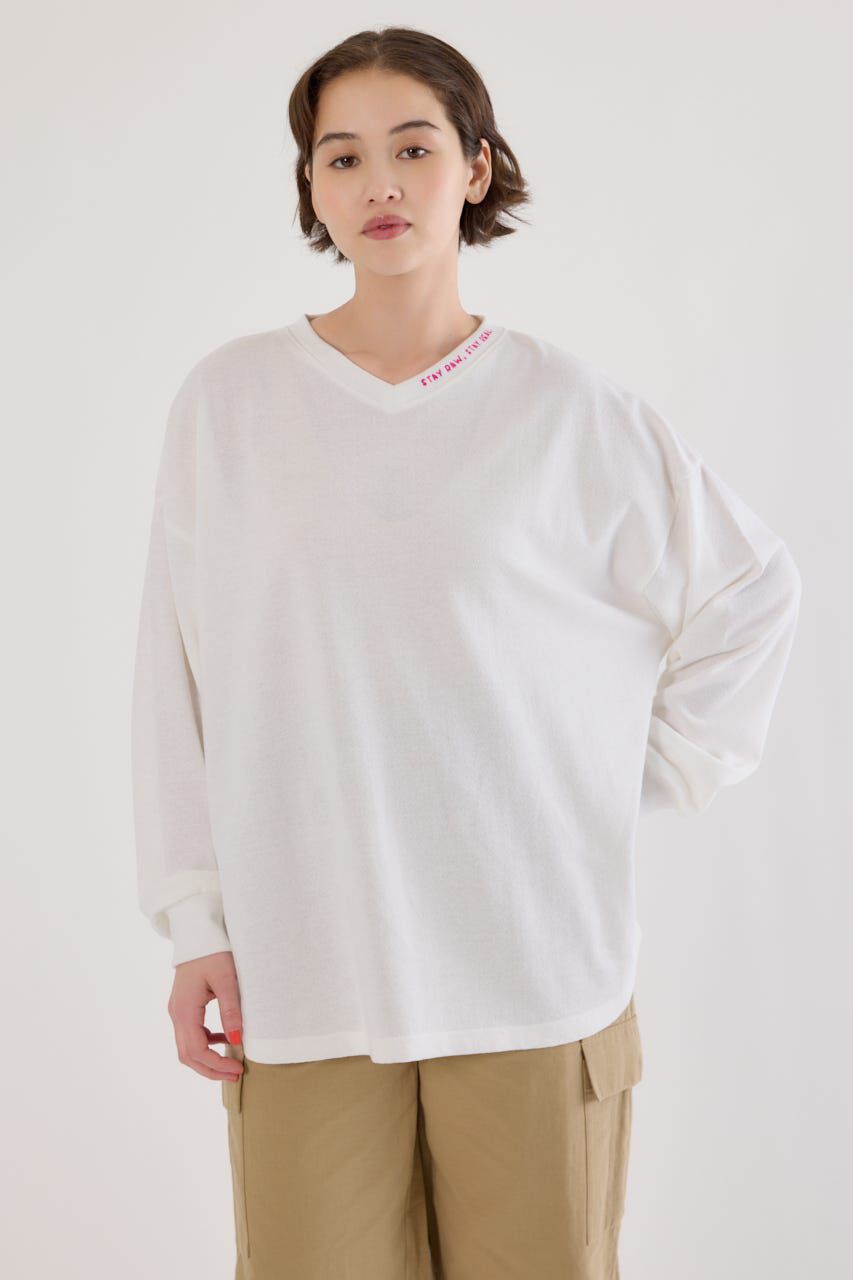 RODEO CROWNS「梨地VネックロングスリーブTシャツ」|Tシャツ・カットソー|O/WHT1