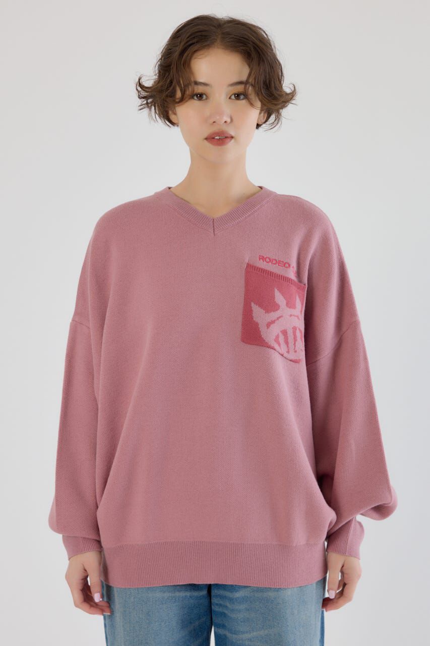 RODEO CROWNS「バックバイカラーロゴニットトップス」|ニット・セーター|