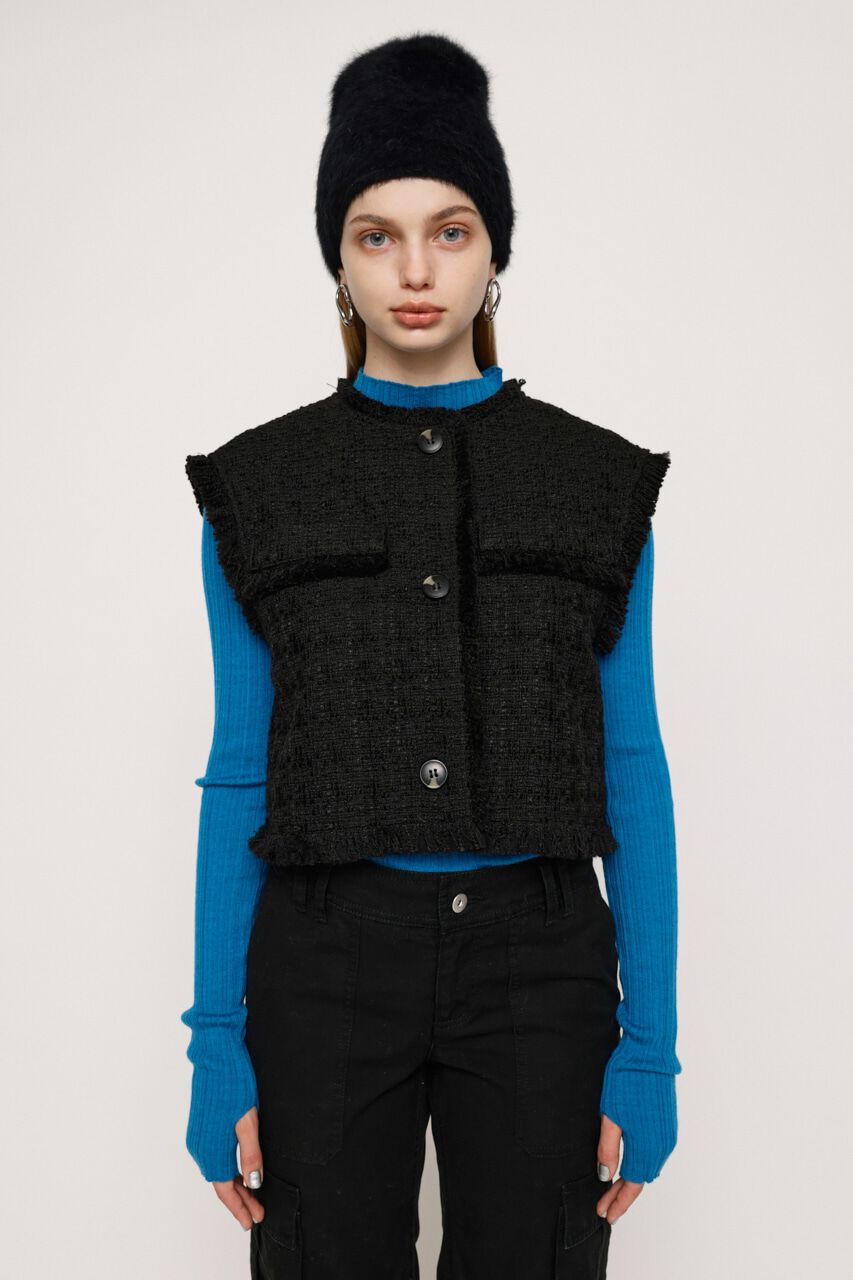 SLY「FRINGE TWEED ベスト」|ダウンベスト・ベスト|