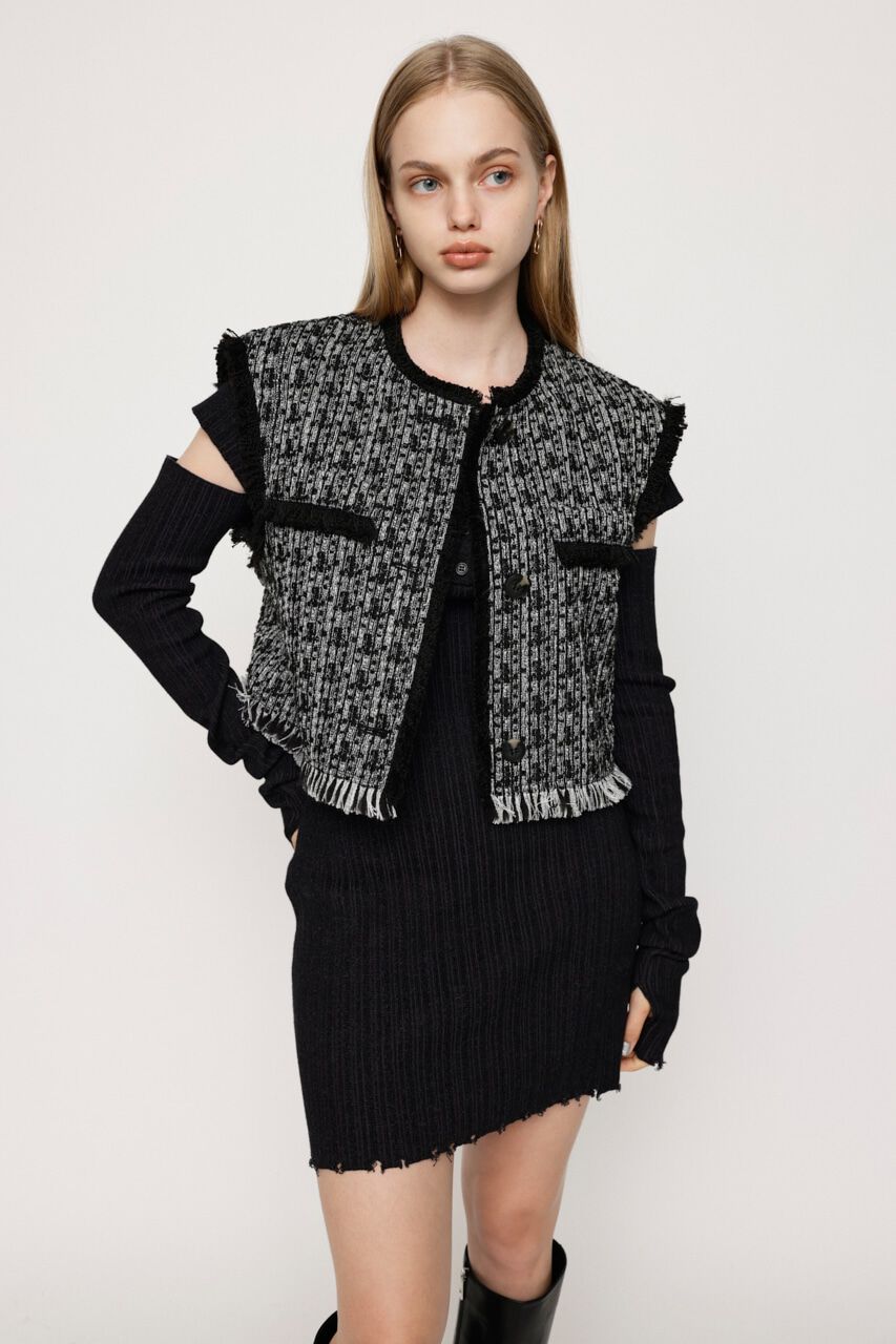 SLY「FRINGE TWEED ベスト」|ダウンベスト・ベスト|