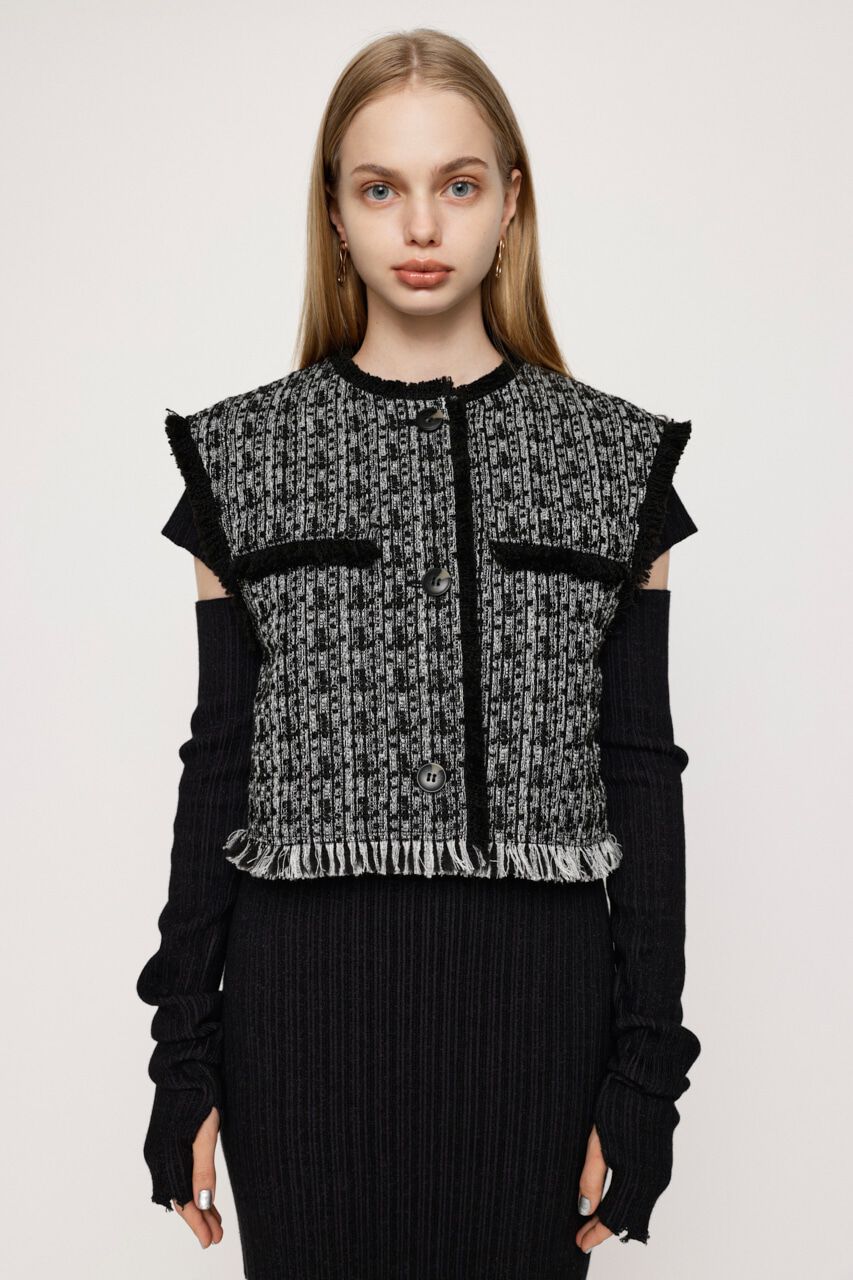 SLY「FRINGE TWEED ベスト」|ダウンベスト・ベスト|