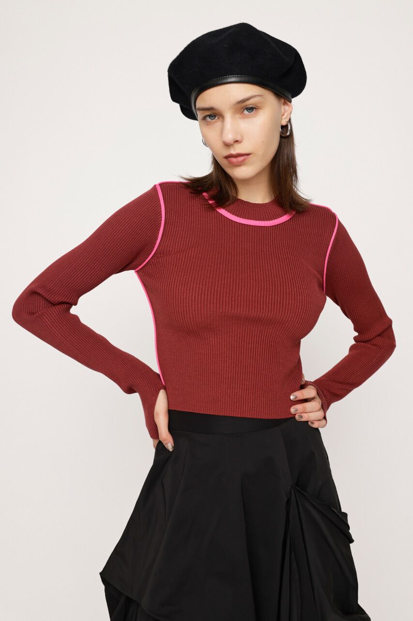 SLY「SEAM COLOR CROP RIB トップス」|ニット・セーター|