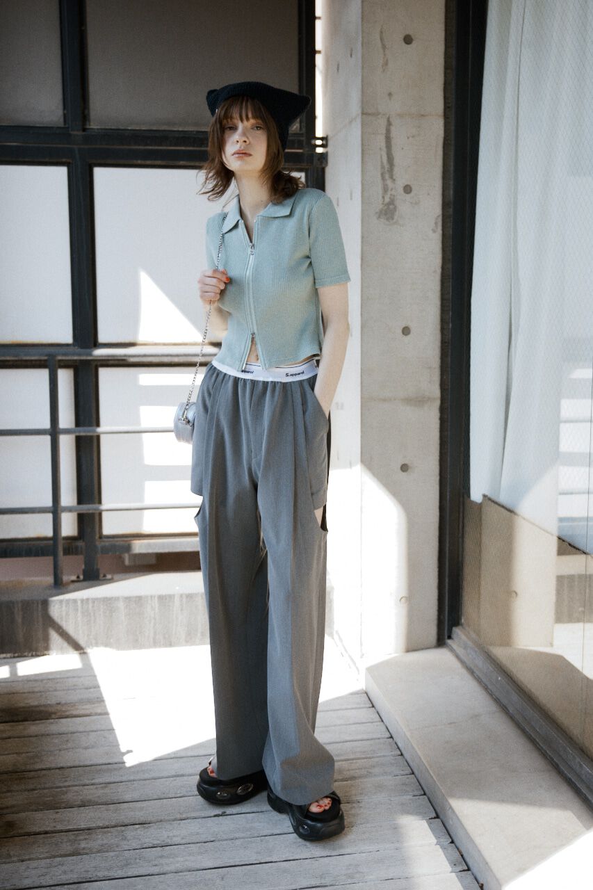 SLY「FRONT ZIP CUT RIB トップス」|Tシャツ・カットソー|