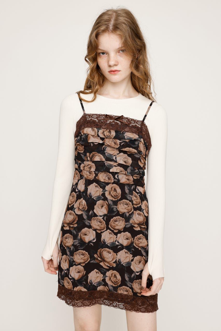 SLY「FLOWER LACE CAMI ショートワンピース」|ワンピース|BRN