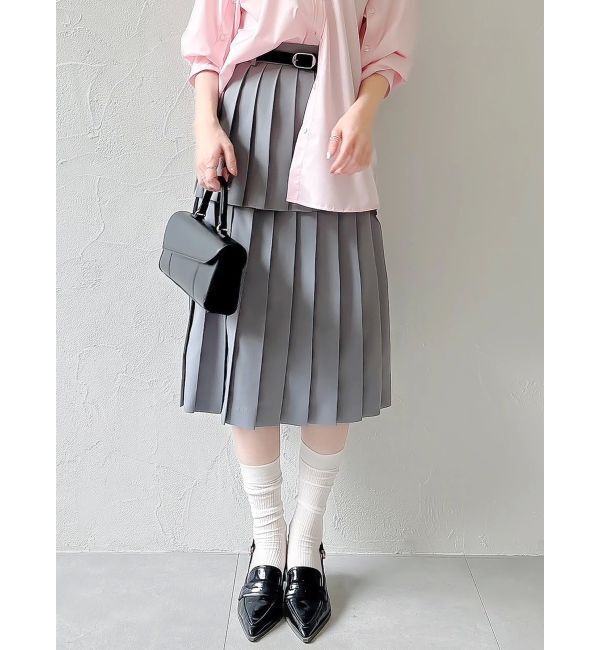 dazzlin「【POLO BCSコラボ/再生産】レイヤードプリーツミディスカート」|スカート|グレー