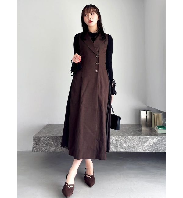 dazzlin「【新色あり】サイドプリーツテーラーワンピース」|ワンピース|