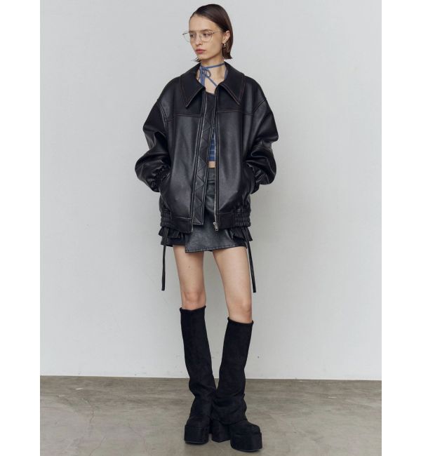 EMODA「フェイクレザーオーバーブルゾン」|ブルゾン・スタジャン|