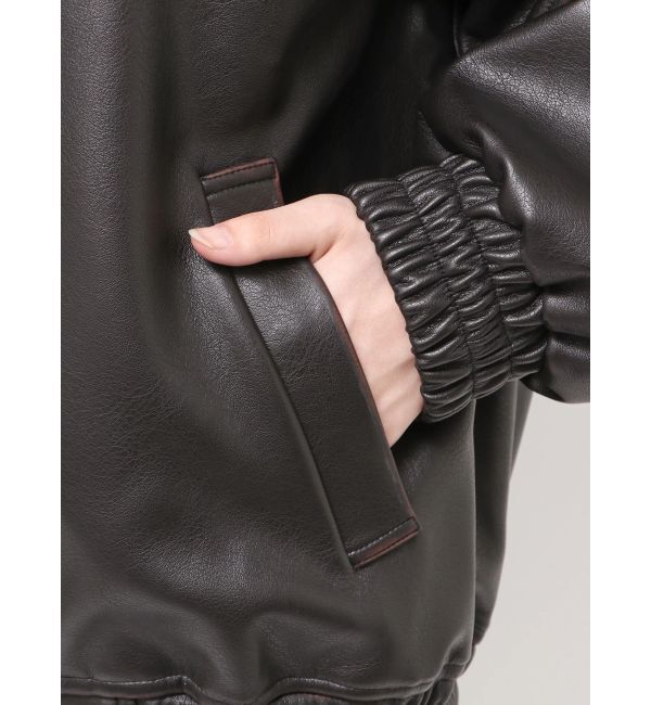 EMODA「フェイクレザーオーバーブルゾン」|ブルゾン・スタジャン|