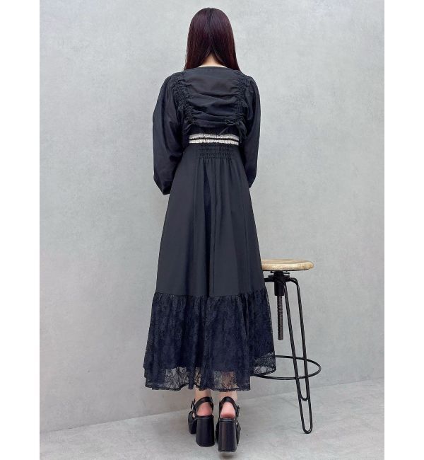 MERCURYDUO「モチーフレーステープワンピース」|ワンピース|