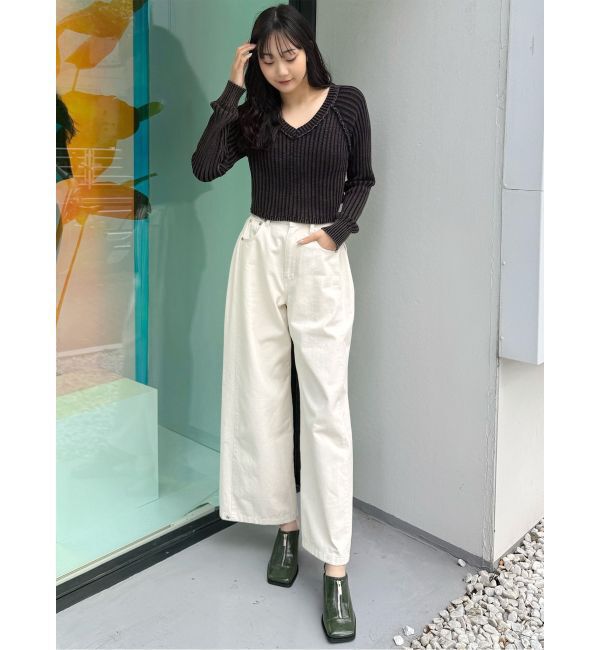 MURUA「ブリーチVネッククロップドニット」|ニット・セーター|