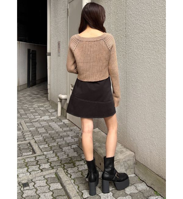 MURUA「ブリーチVネッククロップドニット」|ニット・セーター|