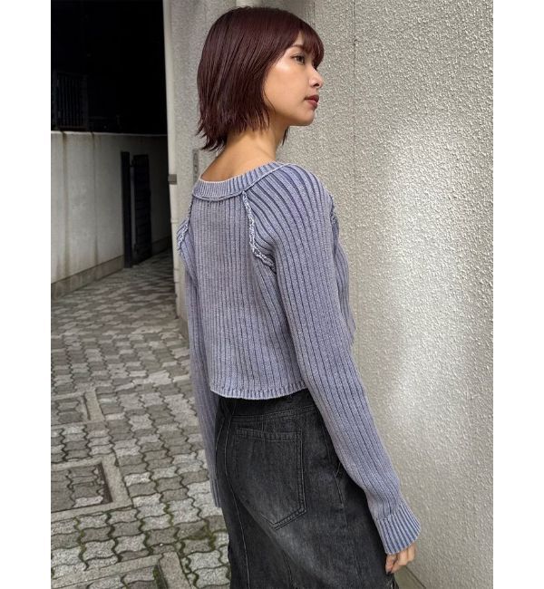 MURUA「ブリーチVネッククロップドニット」|ニット・セーター|