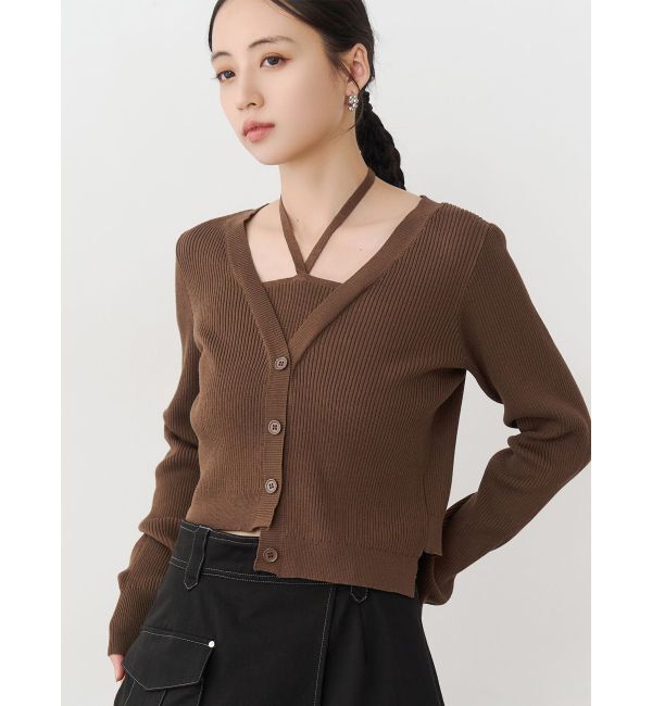 MURUA「ホルタードッキングトップス」|ニット・セーター|ブラウン