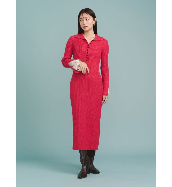 LAGUNAMOON「ラメブレンドレースカフスニットワンピース」|ワンピース|