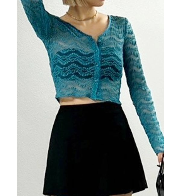 EVRIS「クロップドレーストップス」|Tシャツ・カットソー|ブルー