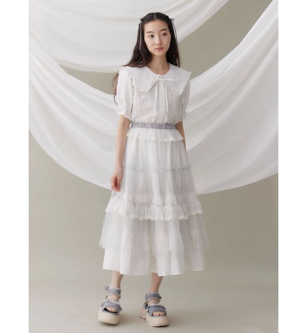 merry jenny「ギンガムレースフレアスカート」|スカート|