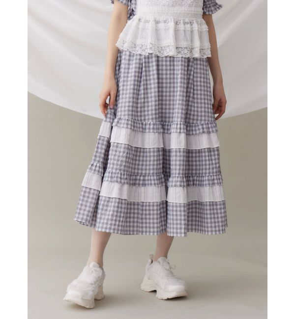 merry jenny「ギンガムレースフレアスカート」|スカート|