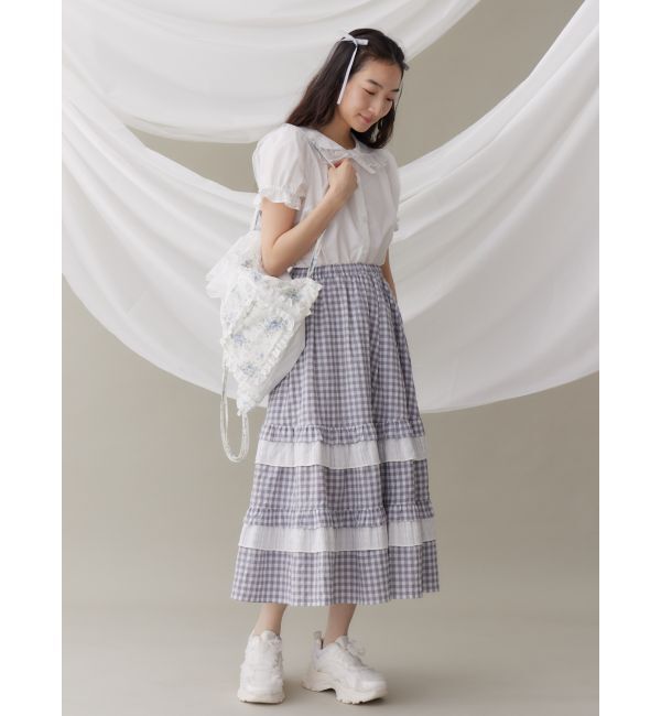 merry jenny「ギンガムレースフレアスカート」|スカート|