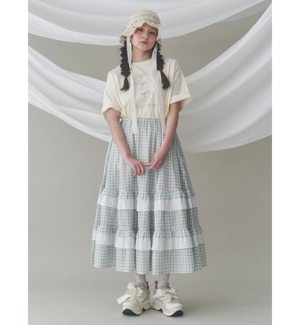 merry jenny「ギンガムレースフレアスカート」|スカート|