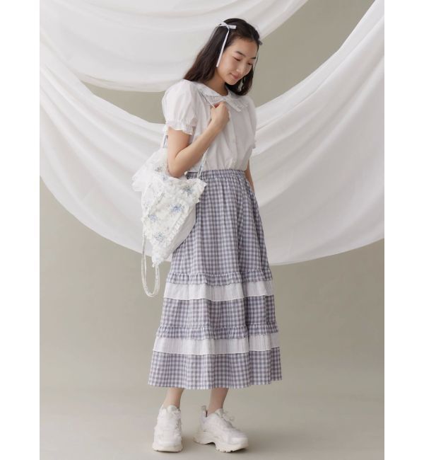 merry jenny「ギンガムレースフレアスカート」|スカート|