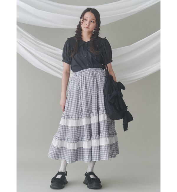 merry jenny「ギンガムレースフレアスカート」|スカート|