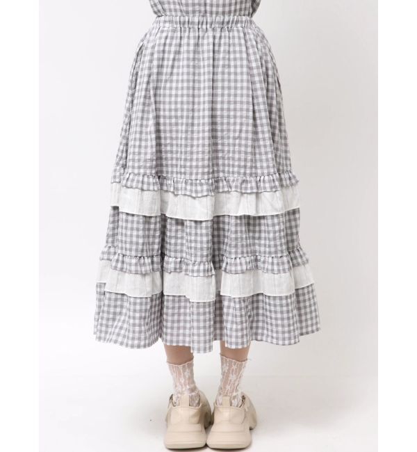 merry jenny「ギンガムレースフレアスカート」|スカート|