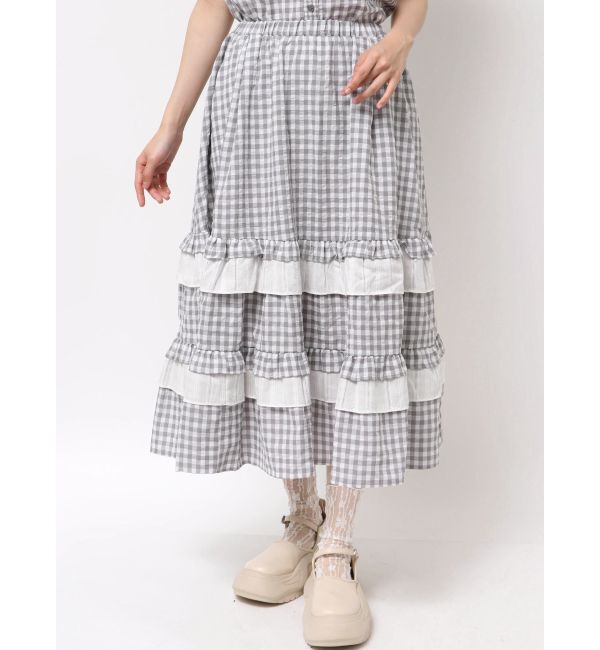 merry jenny「ギンガムレースフレアスカート」|スカート|