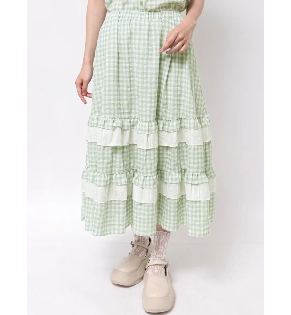 merry jenny「ギンガムレースフレアスカート」|スカート|