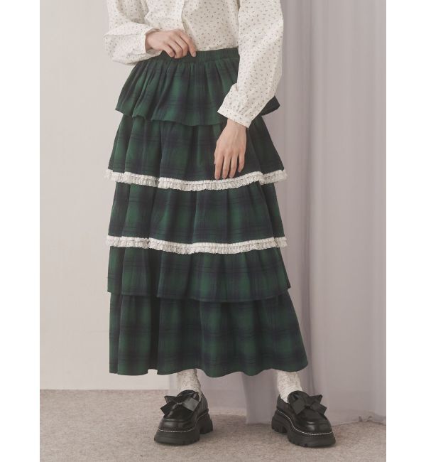 merry jenny「ティアードティアードチェックスカート」|スカート|