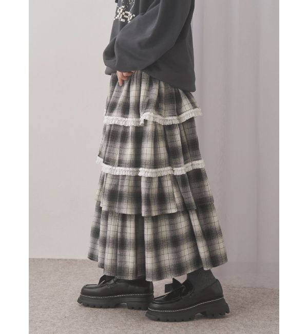 merry jenny「ティアードティアードチェックスカート」|スカート|