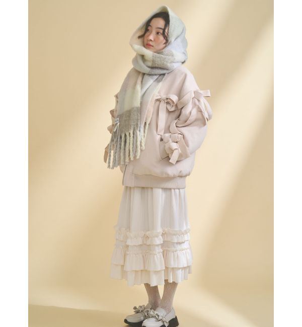 merry jenny「fluffy ribbonチェックマフラー」|マフラー|