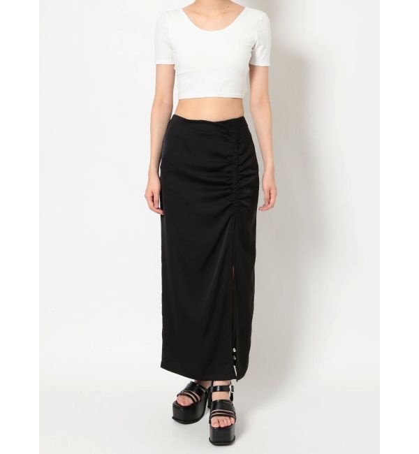 GYDA「ドロスト シャーリング スリットスカートライクショートパンツ」|スカート|