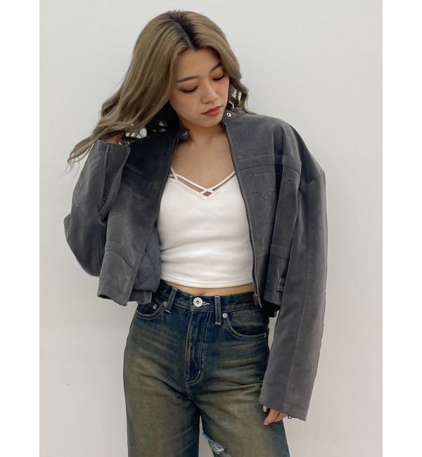 GYDA「フェイクスウェードエンボスブルゾン」|ブルゾン・スタジャン|