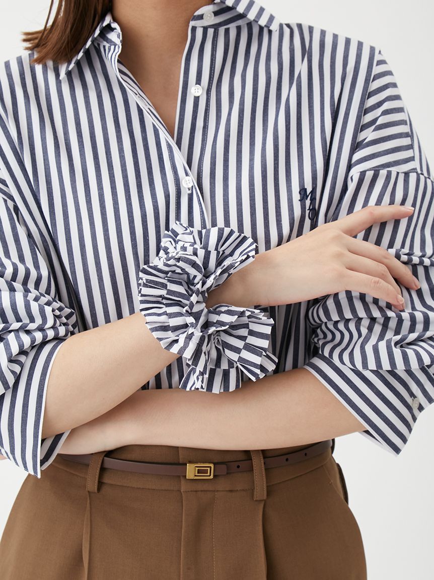 Mila Owen「シャツコンビマテリアルボリュームシュシュ」|ヘアバンド|